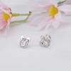 14K Gold Plated Sterling Silver Initial Earrings for Women Cubic Zirconia S925 Hypoallergenic Alphabet Letter Earrings (Silver, U) view 3