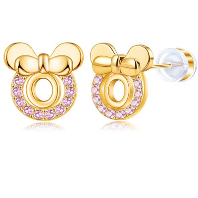 14K Gold Plated Sterling Silver Initial Earrings for Women Cubic Zirconia S925 Hypoallergenic Alphabet Letter Earrings (Gold-tone, O)