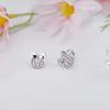 14K Gold Plated Sterling Silver Initial Earrings for Women Cubic Zirconia S925 Hypoallergenic Alphabet Letter Earrings (Silver, W) view 3