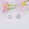 14K Gold Plated Sterling Silver Initial Earrings for Women Cubic Zirconia S925 Hypoallergenic Alphabet Letter Earrings (Silver, F) view 3