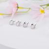 14K Gold Plated Sterling Silver Initial Earrings for Women Cubic Zirconia S925 Hypoallergenic Alphabet Letter Earrings (Silver, F) view 4