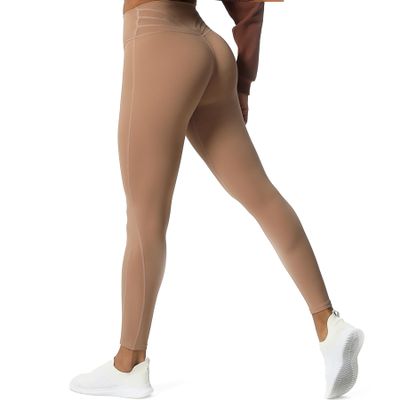 Aoxjox High Waisted Workout Leggings for Women Trinity Yoga Pants 26.5" (Brownie, X-Small)