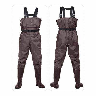 THABATAD Chest Waders, Fishing Waders for Men with Boots, 2-Ply PVC/Nylon Waterproof Hunting Waders, Bootfoot Waders