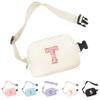 Aganmi Chenille Letter Crossbody Bags for Women Trendy, Waterproof Fanny Packs for Women Cross Body, Initial Letter Belt Bag with Multiple Inner Pockets and Adjustable Strap(Beige T) view 1