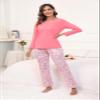 PNAEONG Women's Cotton Long-Sleeve Tops and Full-Length Pajama Set Two-Piece Pjs with Pockets Pink Paisley,2XL view 2