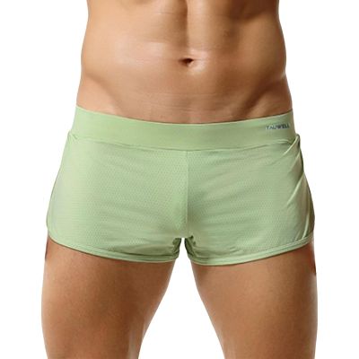BreakEgg Mens Sports Underwear Boxers Comfortable Quick Dry Mesh Underpanties Man Boxers with Thongs Inner Shorts (Green,Large)