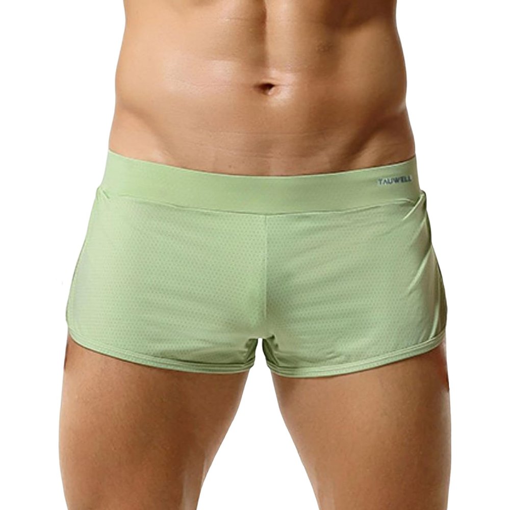 BreakEgg Mens Sports Underwear Boxers Comfortable Quick Dry Mesh Underpanties Man Boxers with Thongs Inner Shorts (Green,Large)