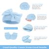 ZURLEFY Baby Girl Hats and Mittens Set for 0-6 Months, Newborn Hospital Hats with Bow for Infant Baby No Scratch Cotton Mittens Set(31-11) view 3