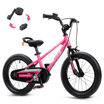 RoyalBaby EZ Kids Bike, 12 Inch Balance Pedal Convertable Bicycle, Easy Learn Balancing to Biking Boys Girls Ages 3-4 Years Beginners, 12" Wheel Pink