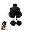 Fluffy Knit Beanie Hats for Women, Winter Pompom Beanie Hats, Women Cat Ears Ear Cover Hat with Drawstring (f,M(56-58cm)) view 1