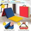 GYMAX Folding Gymnastics Mat, Tri-fold 6 x 2 x 2 Exercise Mat with Carrying Handles, Waterproof PU Leather, Hook & Loop Fasteners, Portable Lightweight Tumbling Mat for Yoga Home Gym Fitness view 4