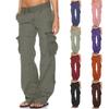 Cargo Pants for Women Mid Rise Pockets Baggy Trousers Loose Lightweight Hiking Pants Y2K Fashion Boyfriend Streetwear Pants B-Gray view 1
