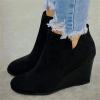 Ladmiple Ankle Boots For Women With Heel Brown Women's Wedge Boots Comfortable Ankle Wedge Booties Casual Fashion Western Cowgirl Slip-On Low Wedge Heel Dress Shoes 2024 view 2