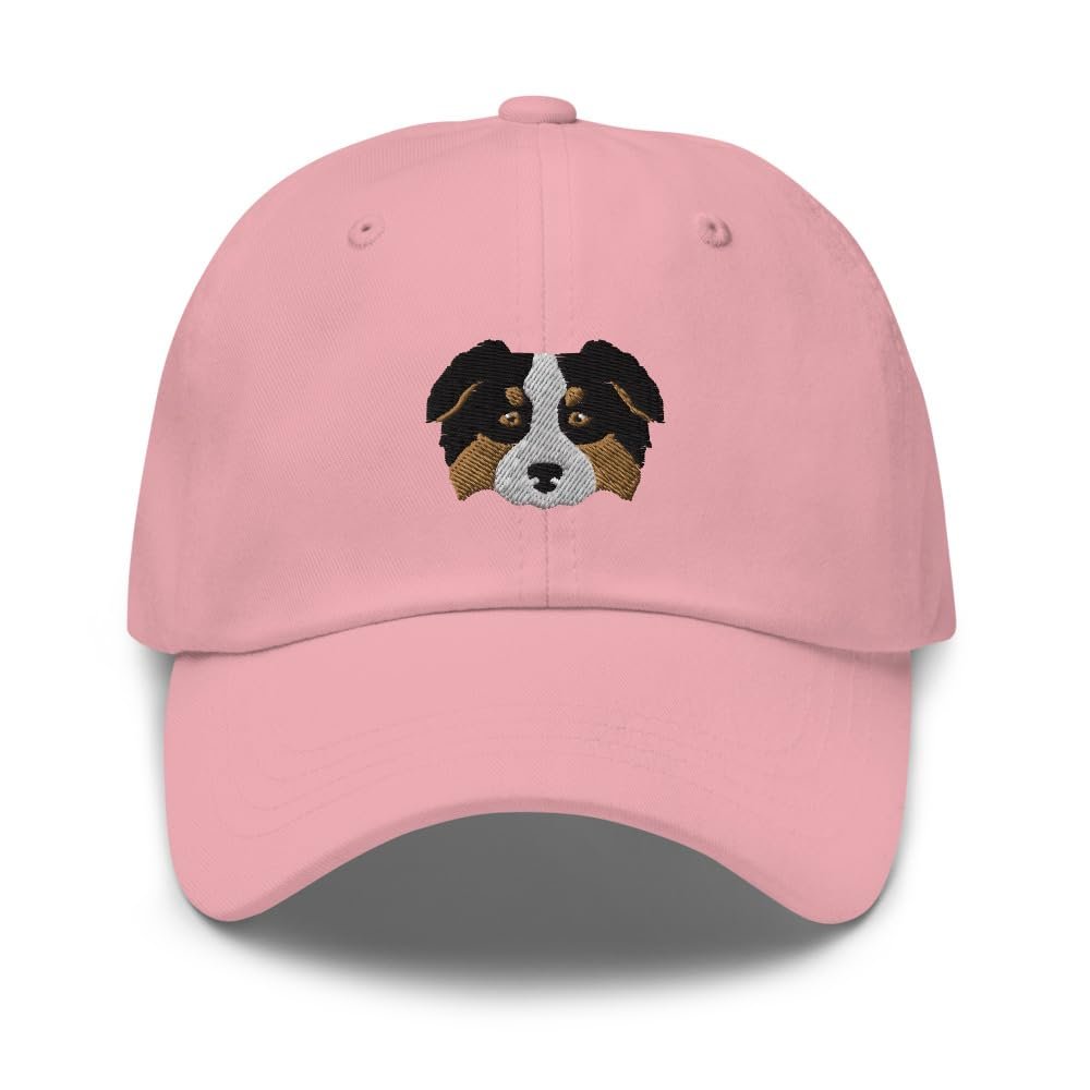 Australian Shepherd hat, Embroidered Unisex Baseball hat, Aussie mom dad, Aussie Gifts, Design 3. Pink