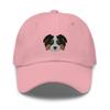 Australian Shepherd hat, Embroidered Unisex Baseball hat, Aussie mom dad, Aussie Gifts, Design 3. Pink view 1