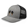 Australian Shepherd Trucker hat, Embroidered Unisex hat, Aussie mom dad, Aussie Gifts, Design 3. Heather/Black view 4