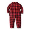 Baby Boy Girl ajamas Christmas Red Plaid Print Long Sleeve Lapel Button Down Top Shirt Pants (Red, 0-6 Months) view 3