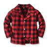 Baby Boy Girl ajamas Christmas Red Plaid Print Long Sleeve Lapel Button Down Top Shirt Pants (Red, 0-6 Months) view 4