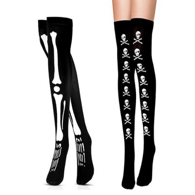 Halloween Pattern Over The Knee Tube Socks Dance Party Makeup Props Clown Socks