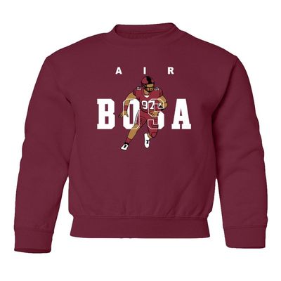 superhotapparel San Francisco Defence Player Football Air Bosa Youth Crewneck Sweatshirt (Maroon, Youth X-Large)