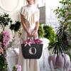 Vavabox Tote Bag, A-Z Initial Monogrammed Waterproof Tote Bag, Bridesmaid Gifts for Women, Black and Pink (O, Black) view 2