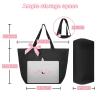 Vavabox Tote Bag, A-Z Initial Monogrammed Waterproof Tote Bag, Bridesmaid Gifts for Women, Black and Pink (O, Black) view 3
