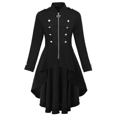 Back Stitching Vintage Bandage Overcoat Lace Waist Women Long-Sleeved Jacket Halloween Cosplay Vintage Women's Coat