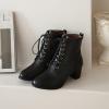 Dressy Western Ankle Boots Fall Winter Office Work Chunky Heel Cowboy Cowgirl Booties Classic Lace-up Chelsea Boot view 2