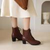 Dressy Western Ankle Boots Fall Winter Office Work Chunky Heel Cowboy Cowgirl Booties Classic Lace-up Chelsea Boot view 2