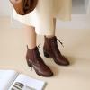 Dressy Western Ankle Boots Fall Winter Office Work Chunky Heel Cowboy Cowgirl Booties Classic Lace-up Chelsea Boot view 3