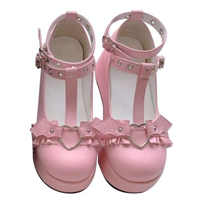 Cute Sweet Mary Jane Shoes Chunky Low Heel Lolita Wedges T-Straps Oxfords Gothic Punk Platform Round Toe Dress Shoes