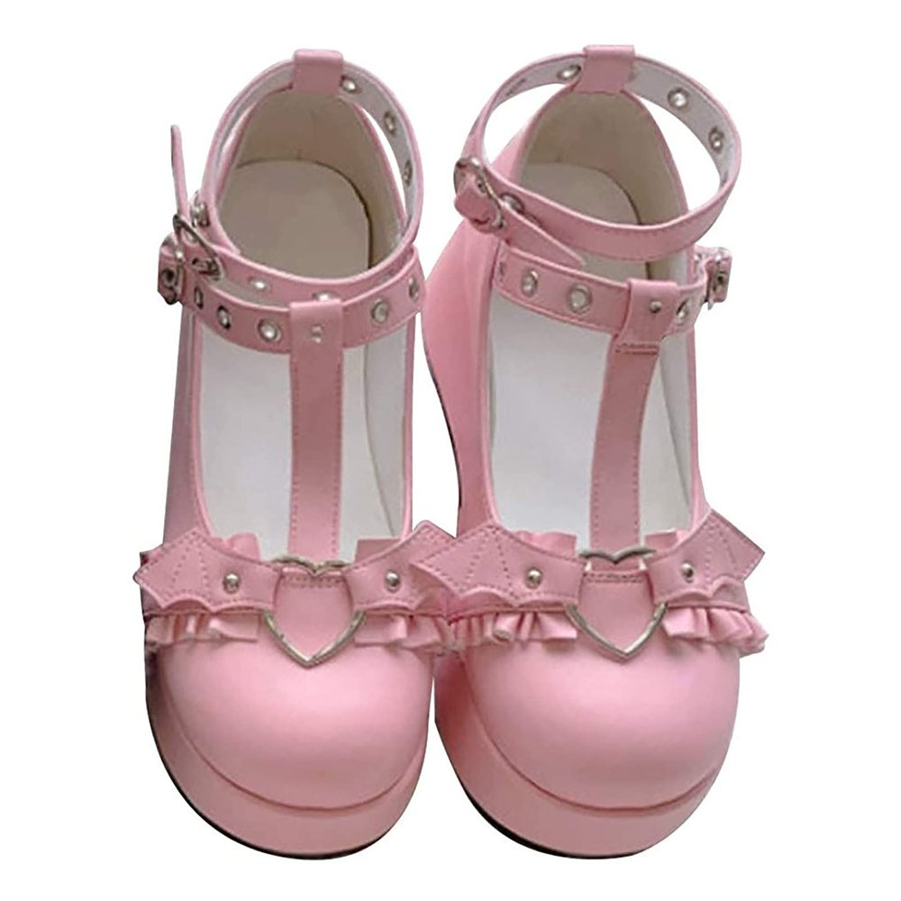 Cute Sweet Mary Jane Shoes Chunky Low Heel Lolita Wedges T-Straps Oxfords Gothic Punk Platform Round Toe Dress Shoes