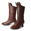 Ctreela Vintage Mid Calf Boots Western Cowboy Bootie Classic Baroque Dress Boot Gothic Knight Boots Witch Boots for Women view 2