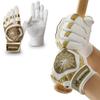 Spider Grip Premium Sheep Skin Baseball Softball Batting Gloves (White/Gold, X-Large) view 1