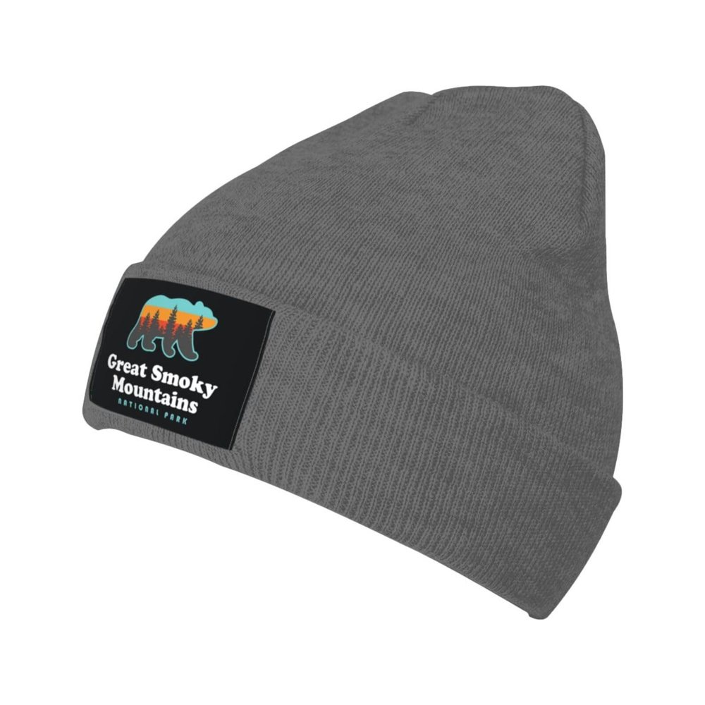 Great Smoky Mountains National Park Beanie Hat Men Winter Hat Women Knit Stocking Hat Slouchy Skull Cap Hedging Hat Deep Heather
