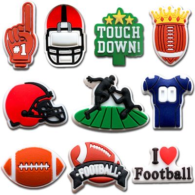 10Pcs Football Shoe Charms for Clog Sandals Bracelets Decoration, Sports Ball Charms (Football)