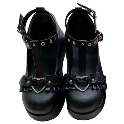 Cute Sweet Mary Jane Shoes Chunky Low Heel Lolita Wedges T-Straps Oxfords Gothic Punk Platform Round Toe Dress Shoes