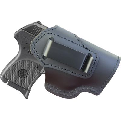 Right Hand Leather Holster  IWB Metal Clip & OWB Belt Slots  Fits Walther PPK, Ruger LCP Max, Sig P238, S&W Bodyguard 380, Beretta Pico