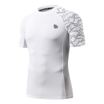 Men's All Time Short Sleeve Rashguard UPF 50 Sun Protection Surf Shirt Lines White 2XL