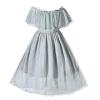 fioukiay Toddler Girl Maxi Dress Sparkle Wedding Princess Boho Off Shoulder Vintage Dress Gowns Holiday Dresses(Silver, 9-10 Years) view 1