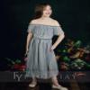 fioukiay Toddler Girl Maxi Dress Sparkle Wedding Princess Boho Off Shoulder Vintage Dress Gowns Holiday Dresses(Silver, 9-10 Years) view 2