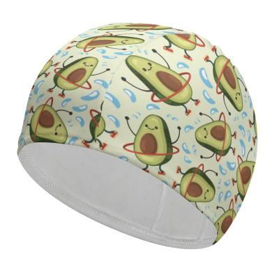 Avocado Hula Hoop Unisex Swim Cap Waterproof Swimming Hat for Long and Short Hair Bathing Cap