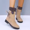Ctreela Sock Top Boot for Women Fashion Short Combat Boots Slip On Booties with Side Zipper Low Heel Winter Ankle Booties view 2