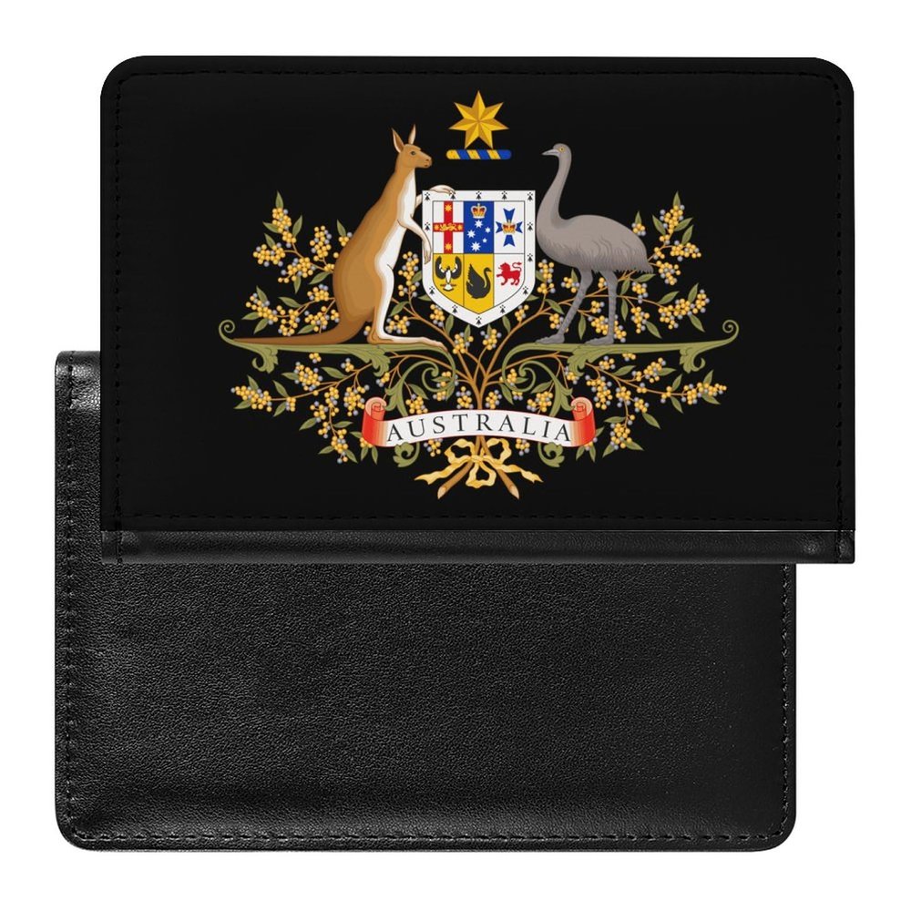 Coat Arms of Australia Passport Wallet Travel Passport Case Passport Protector Cover with Card Slot