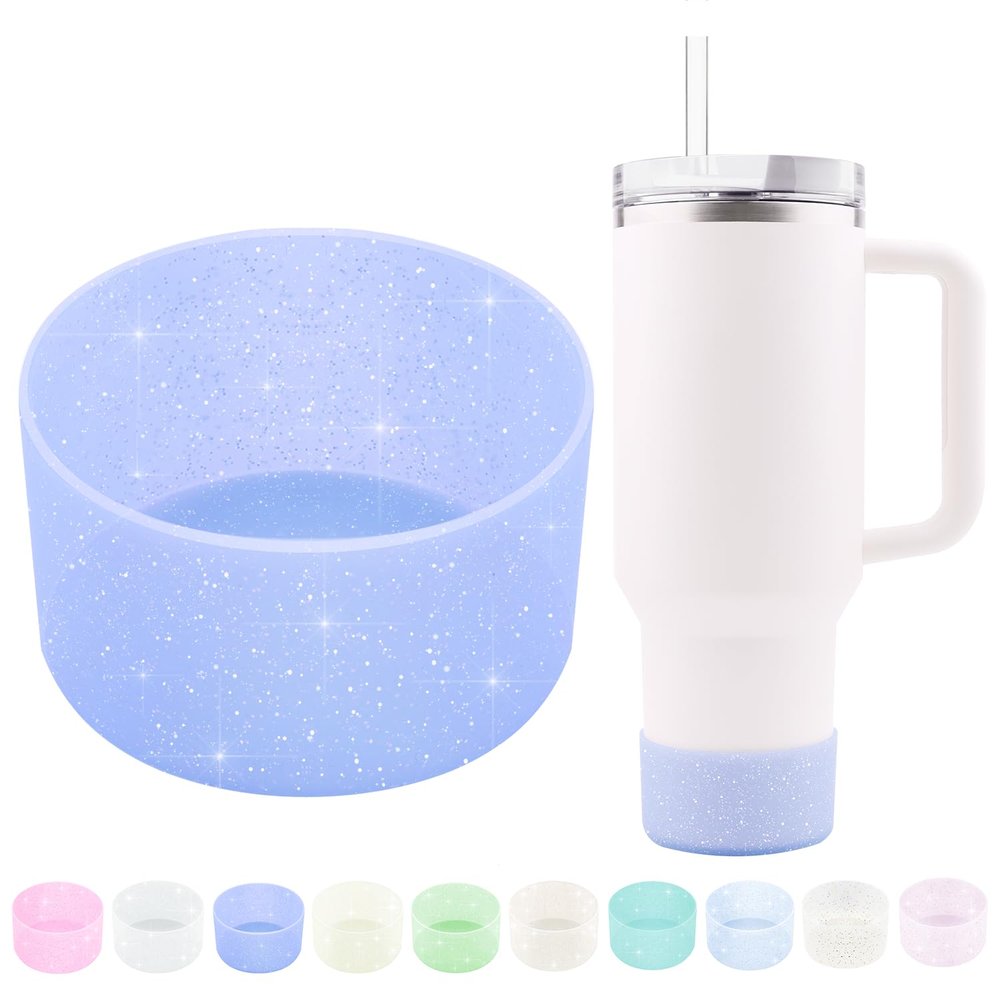 WORBSS Glitter Silicone Boot, Compatible with Stanley Tumbler H2.0 20 30 40oz & Hydro Flask 18-24oz, Accessories for Wide Mouth Water Bottles Protector Bottom Sleeve Cover Bumper As the Best Gfit