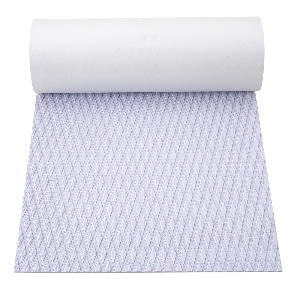 DNYSYSJ Boat Carpet White Grey EVA Foam Boat Flooring 21.5" X90.5" Boat Decking, 5mm Anti-Slip and Self-Adhesive Faux Sea Deck Boat Flooring Mat for Marine Yachts/RV Car
