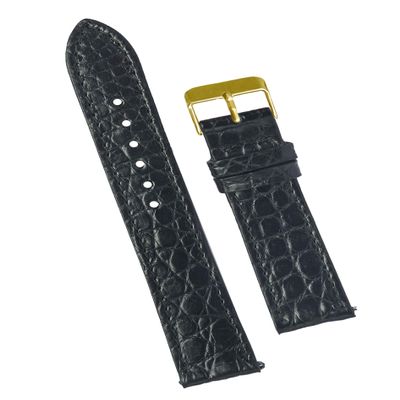 18mm Flat Black AIIigator Watch Band Quick Release Handmade Leather Watch Strap Slim Croc Replacement Wristband Men Stainless Steel Buckle, Christmas Father's Day Gift for Dad Son Husband DH-21G-18MM