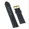 18mm Flat Black AIIigator Watch Band Quick Release Handmade Leather Watch Strap Slim Croc Replacement Wristband Men Stainless Steel Buckle, Christmas Father's Day Gift for Dad Son Husband DH-21G-18MM view 1