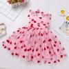 1st Birthday Girl Dress Outfit Baby Pink Sleeveless Hearts Tulle Dress Princess Valentine's Day Pageant Party Tutu Dress Toddler Cake Smash Photoshoot Dresses Pink+Red Hearts 12-18 Months view 3