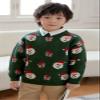 SMILING PINKER Toddler Boys Christmas Sweater Crewneck Long Sleeve Reindeer Santa Snowman Knit Pullover Chunky Top(5T,Dark Green) view 2